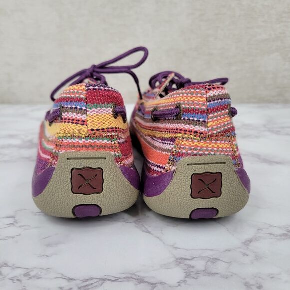 Twisted X Serape Purple Canvas Boat Shoe Driving Moccasins LIKE NEW - Picture 7 of 9